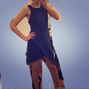 Asymmetrical royal blue dress with keyhole back